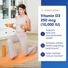 Close-up of Vitamin D3 250 mcg capsules