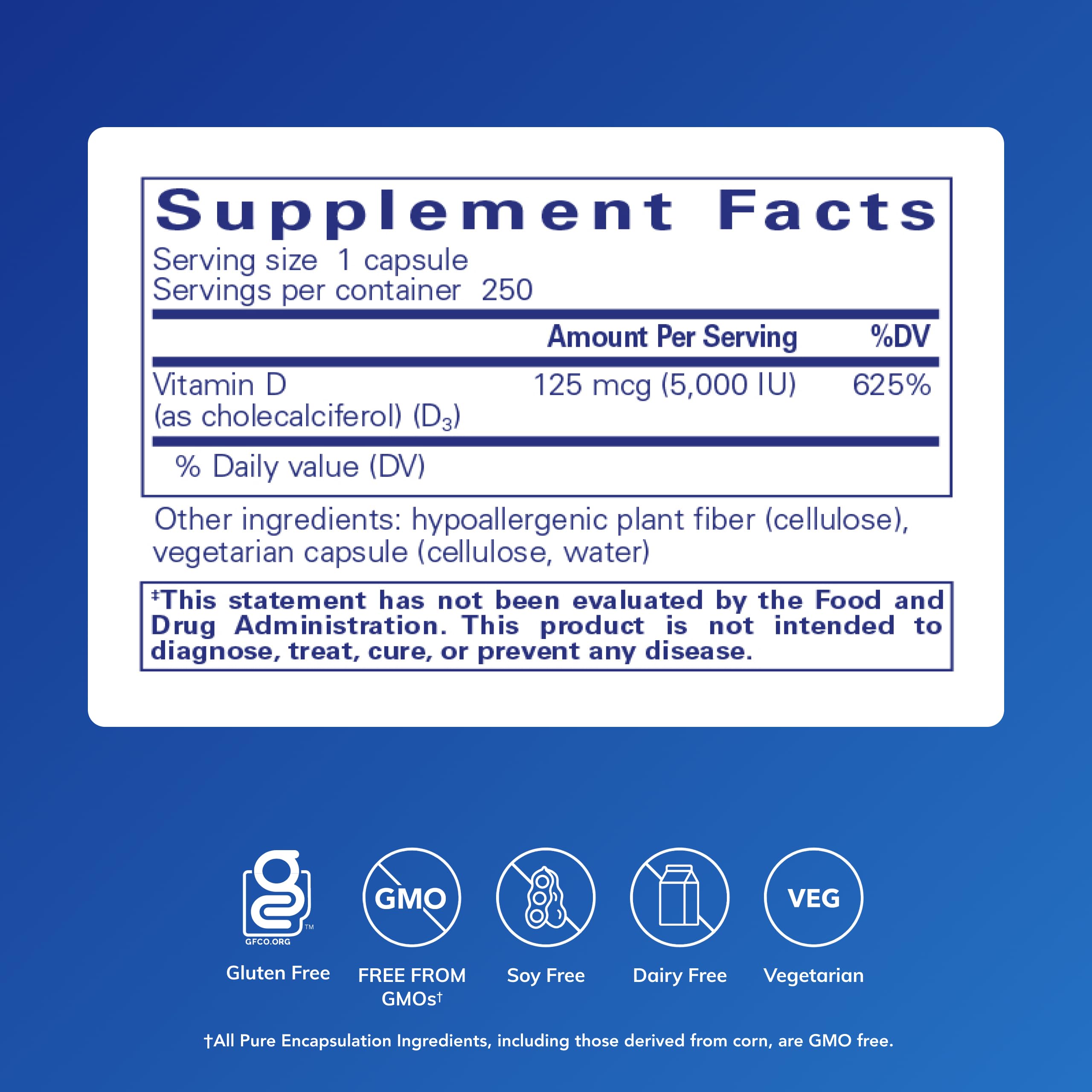 Pure Encapsulations Vitamin D3 capsules on neutral backdrop for immune and heart support.