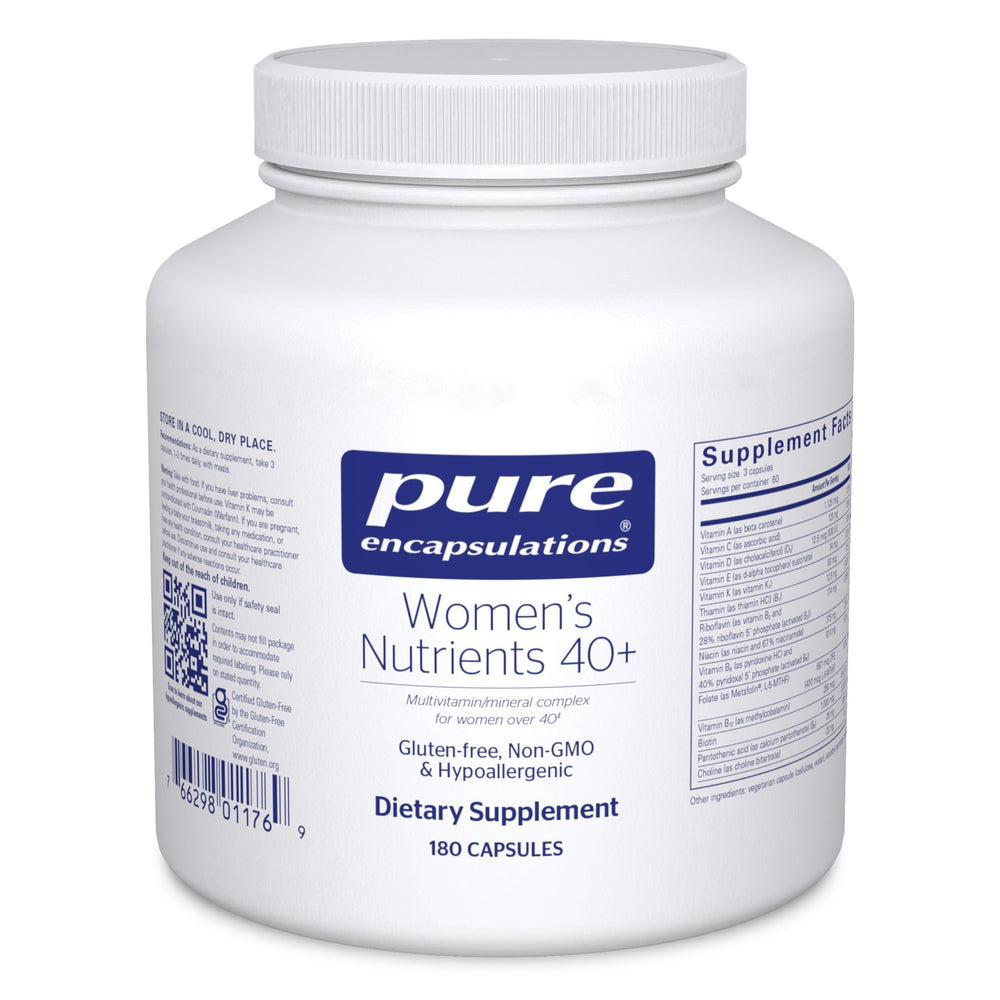 Front view of Pure Encapsulations Women's Nutrients 40+ bottle
