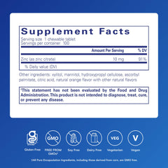 Close-up of orange-flavored zinc chewables tablets