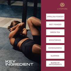 Prepared glass of Pure Energy berry-flavored beverage