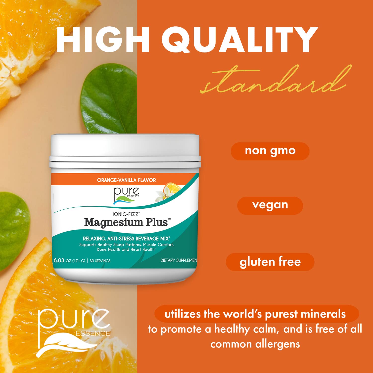 Glass of prepared Ionic Fizz Magnesium Plus orange vanilla drink