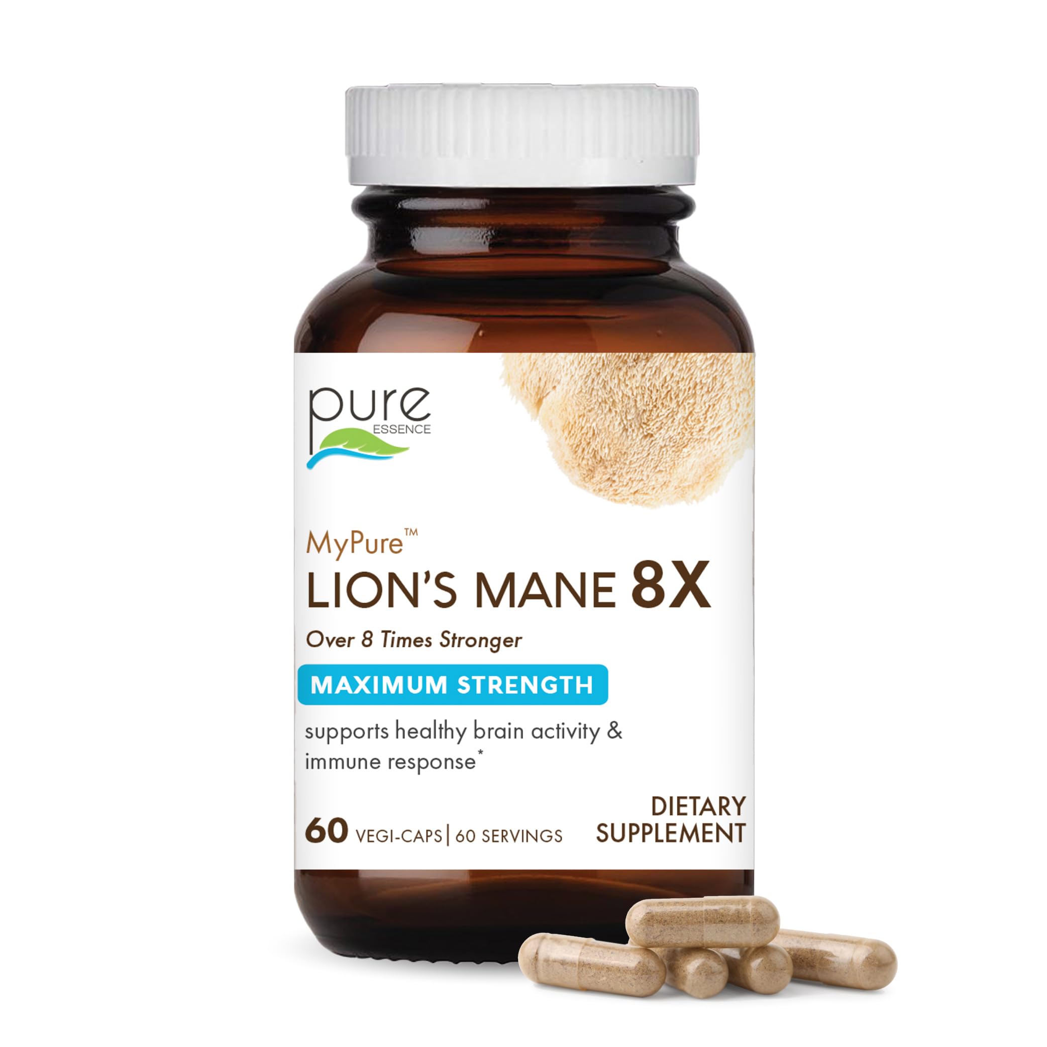 Pure Essence Labs MyPure Lion's Mane 8X bottle with 60 capsules