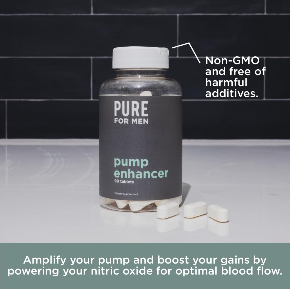 Pure for Men Pump Enhancer capsules convey energy and drive during workouts.