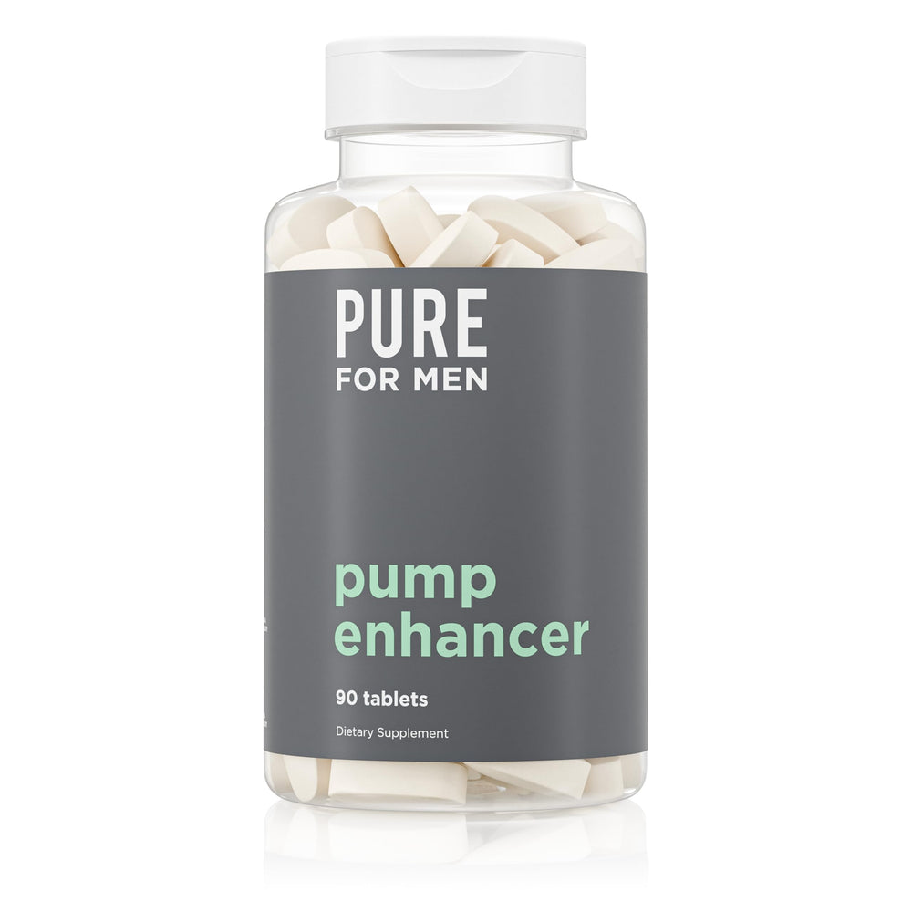 Pure for Men Pump Enhancer bottle with capsules for focused workouts and sustained stamina.