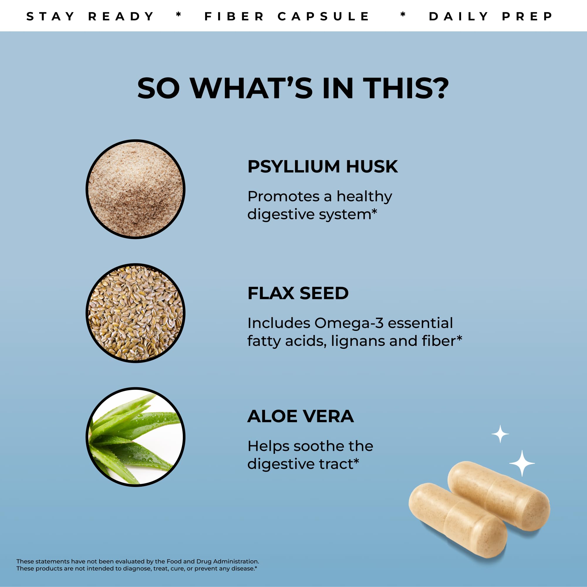 Pure for Men Stay Ready Fiber scoop and capsules ready for daily use.