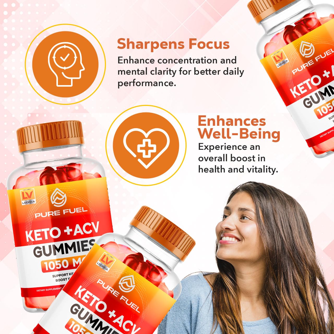 Bundle shot of Pure Fuel Keto Gummies and accessories