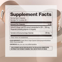 Close-up of Ultra Potent 26% Gingeroids label on packaging