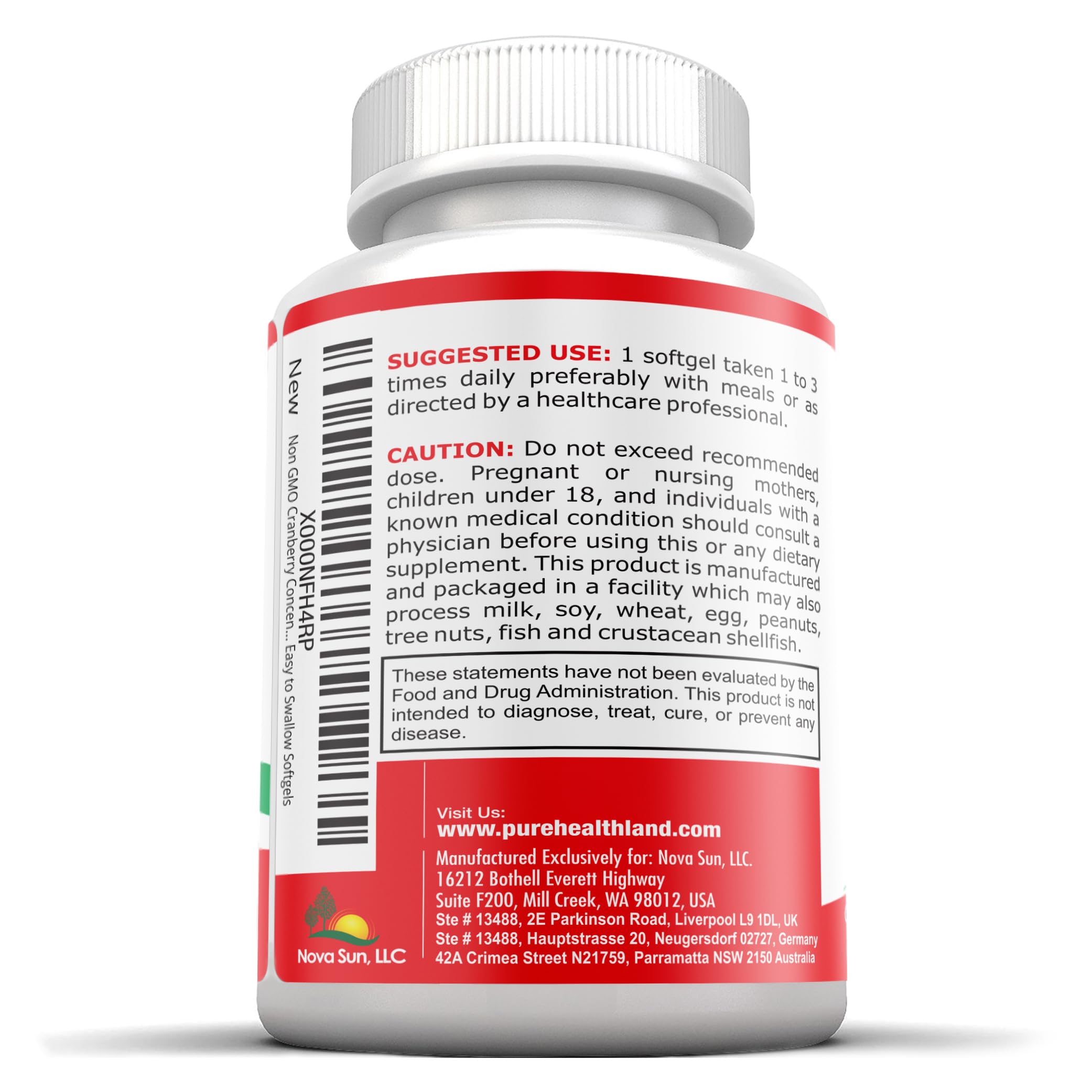 Close-up of small cranberry softgels