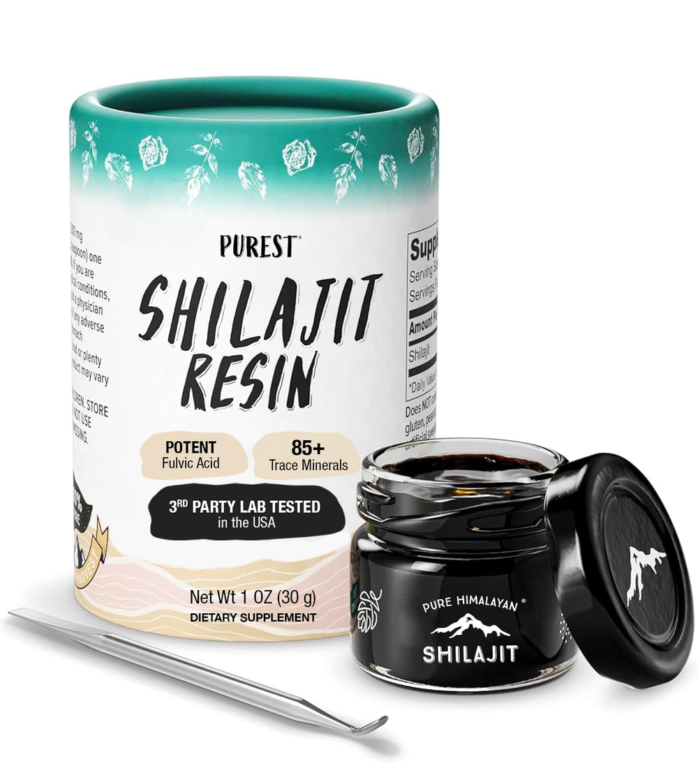 Pure Himalayan Shilajit resin in glass jar, 30g