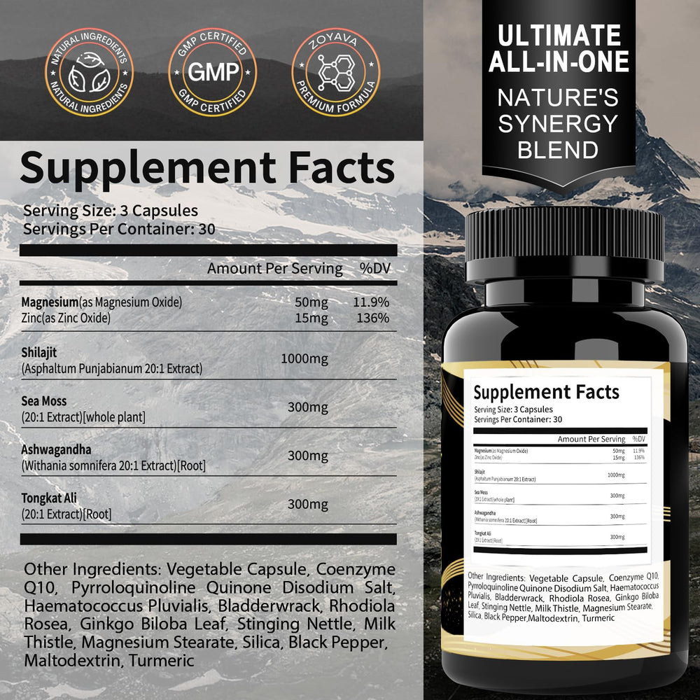 Pure Himalayan Shilajit fulvic acid capsules, 90-count