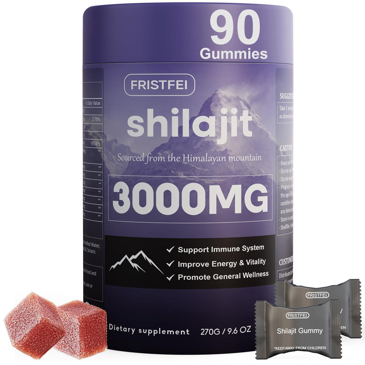 Front view of Pure Himalayan Shilajit Gummies bottle