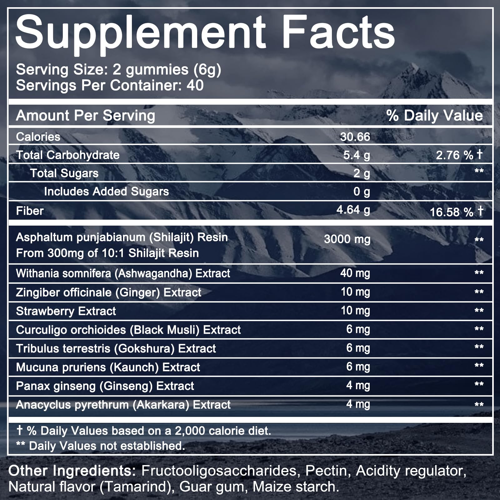 Close-up of Shilajit Gummies Gold bottle label and package