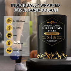 Individually wrapped Shilajit honey sticks for on-the-go