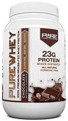 Pure Label Nutrition grass-fed whey protein chocolate powder tub label