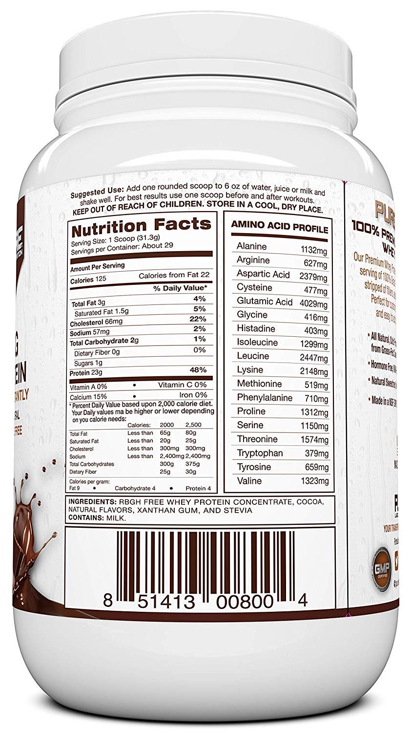 Pure Label Nutrition whey scoop dispensing powder for quick pre-workout mix