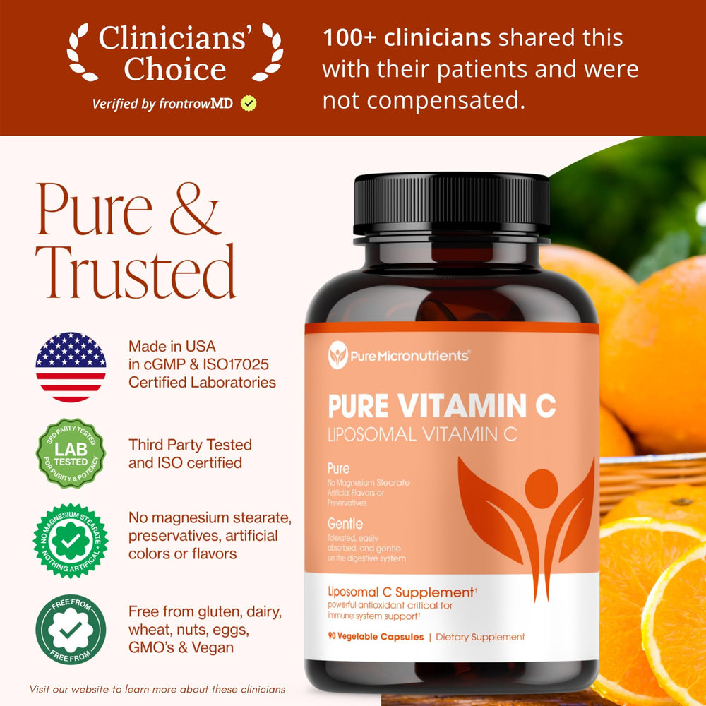 Front label of Pure Liposomal Vitamin C bottle