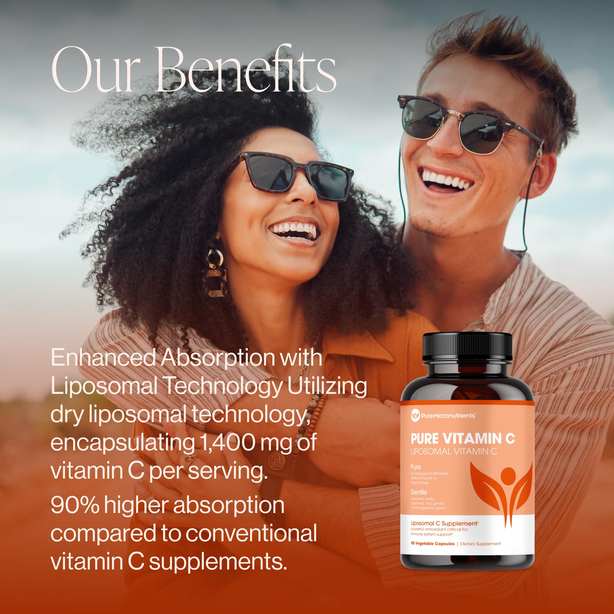 Close-up view of Vitamin C capsules inside the bottle