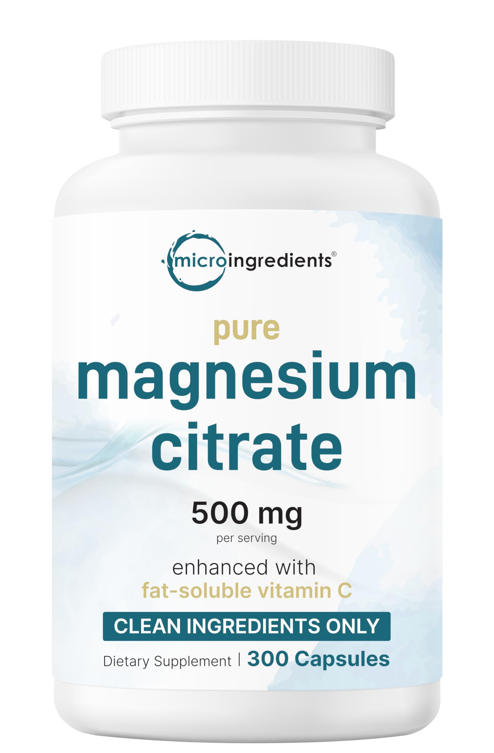 Pure magnesium citrate 500mg, 300 capsules bottle