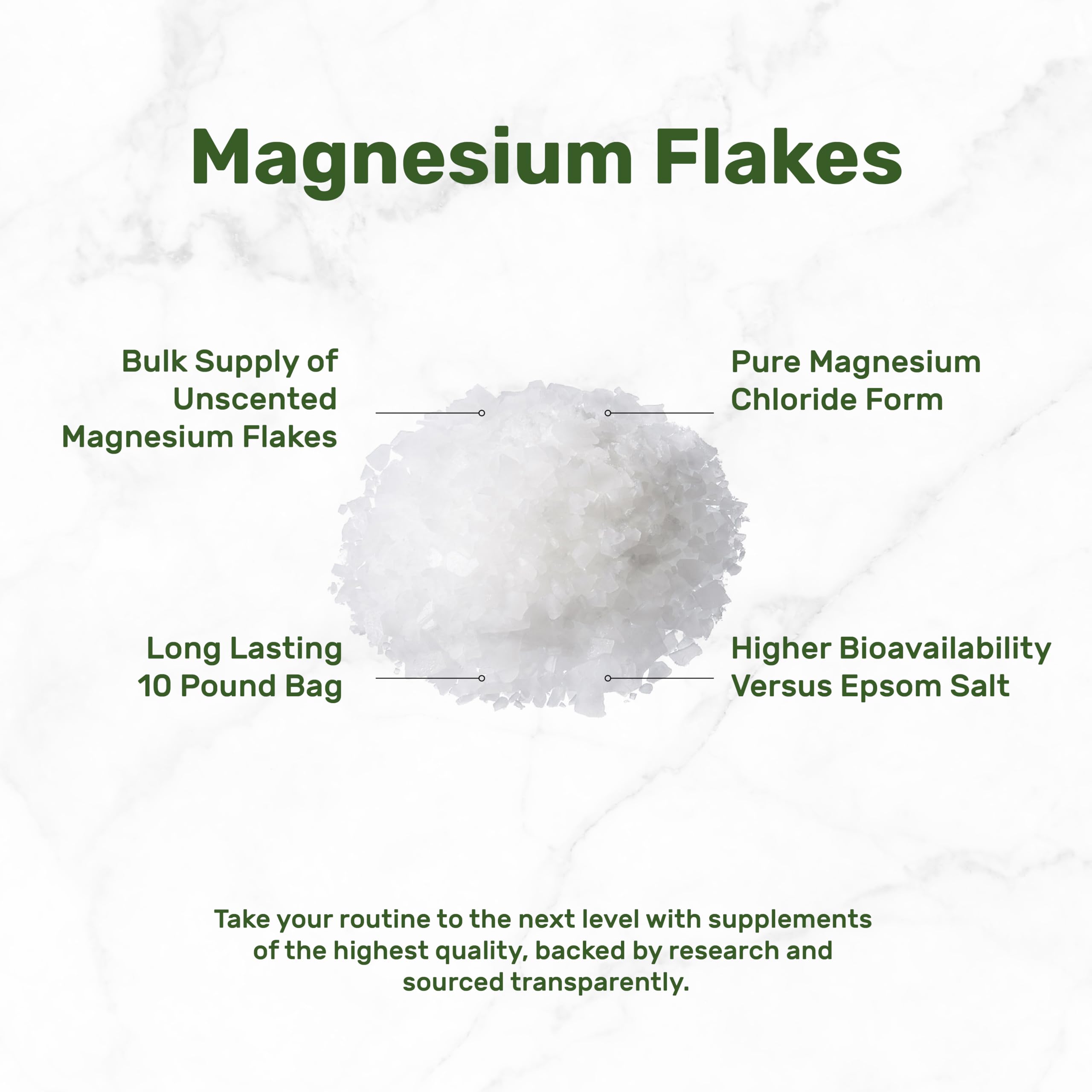 Close-up of magnesium chloride flakes for baths