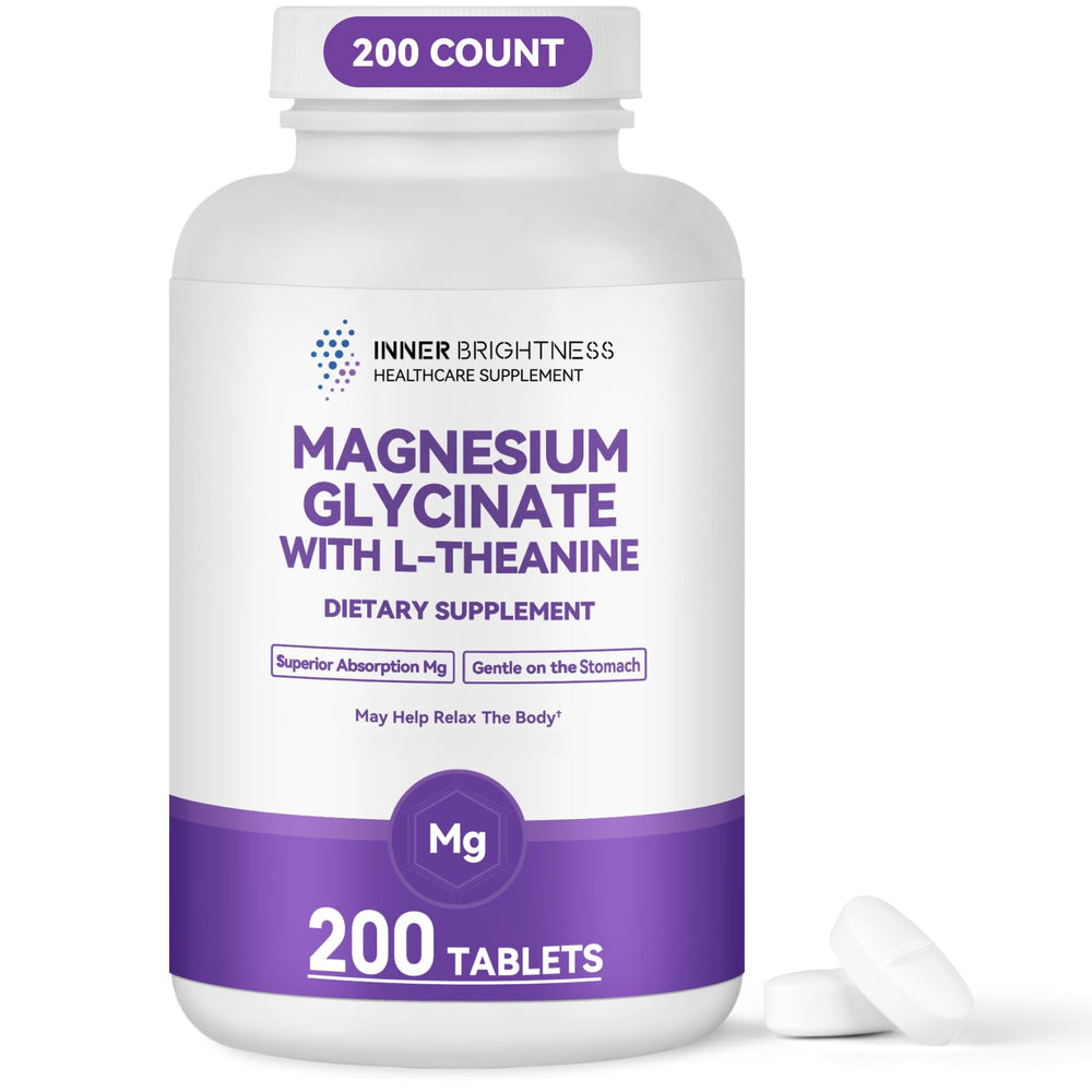 Bottle of Pure Magnesium Glycinate 1400mg with L-Theanine 200mg – front view