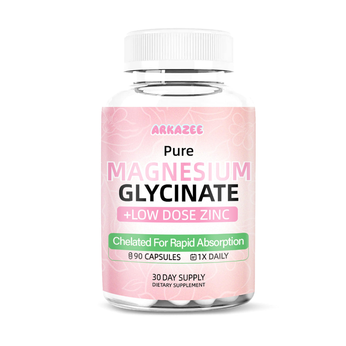 Hero image: bottle of Pure Magnesium Glycinate with Zinc – 90 capsules