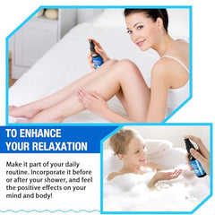 Spraying magnesium oil onto skin on ankle