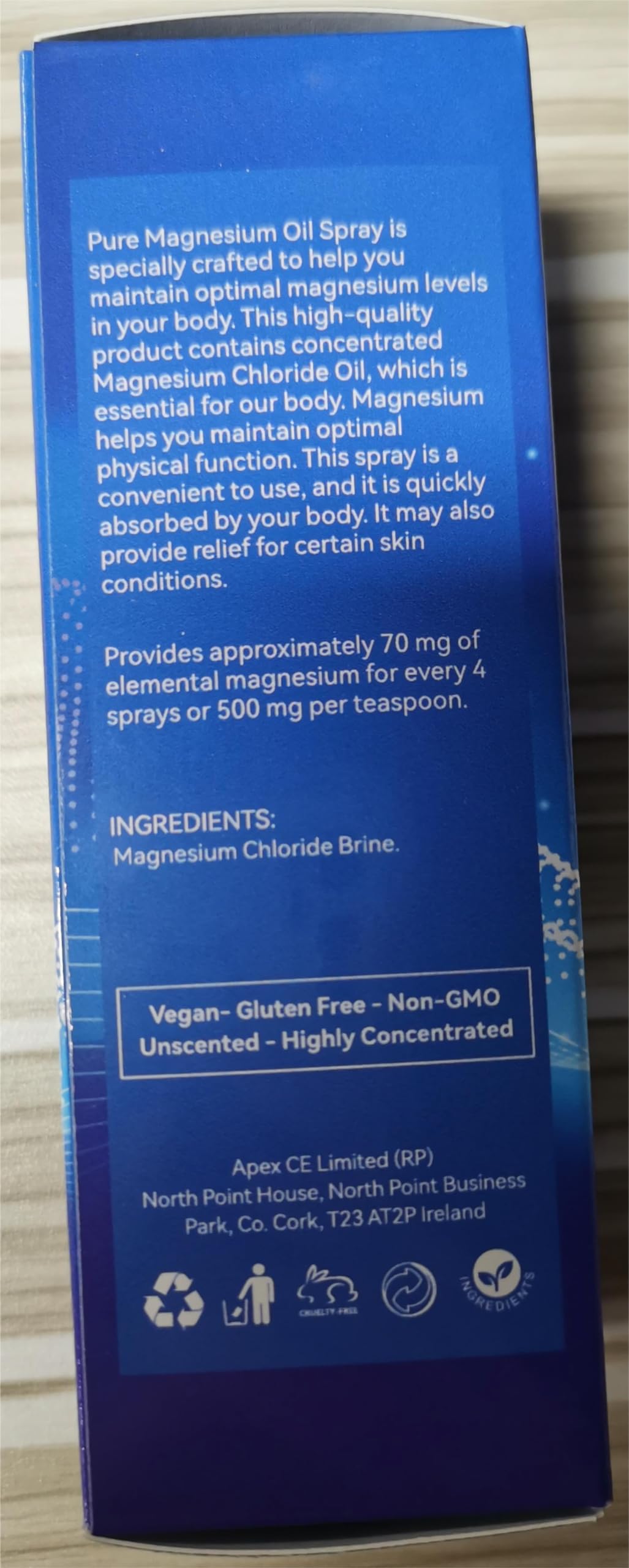 Underarm area using magnesium oil spray