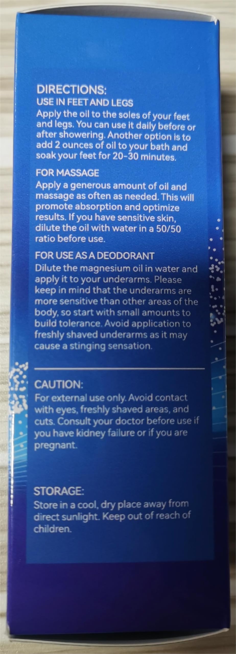 Person relaxing after magnesium oil spray application