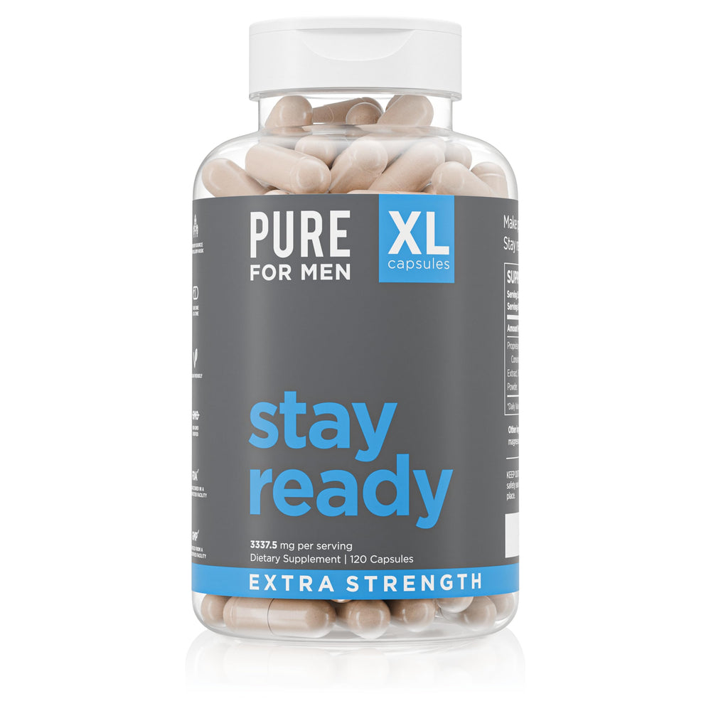 Bottle of Pure for Men Stay Ready Fiber Extra Strength supplement
