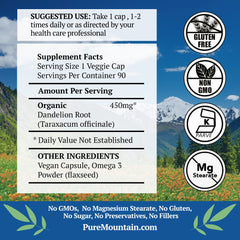 Back label with ingredients and certifications on the bottle
