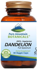 Front view of Pure Mountain Botanicals Dandelion Root Capsules bottle