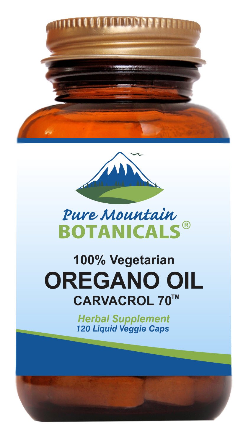 Pure Mountain Botanicals Wild Oregano Oil Capsules - 120 Vegan Caps (510mg Mediterranean Oregano Oil)