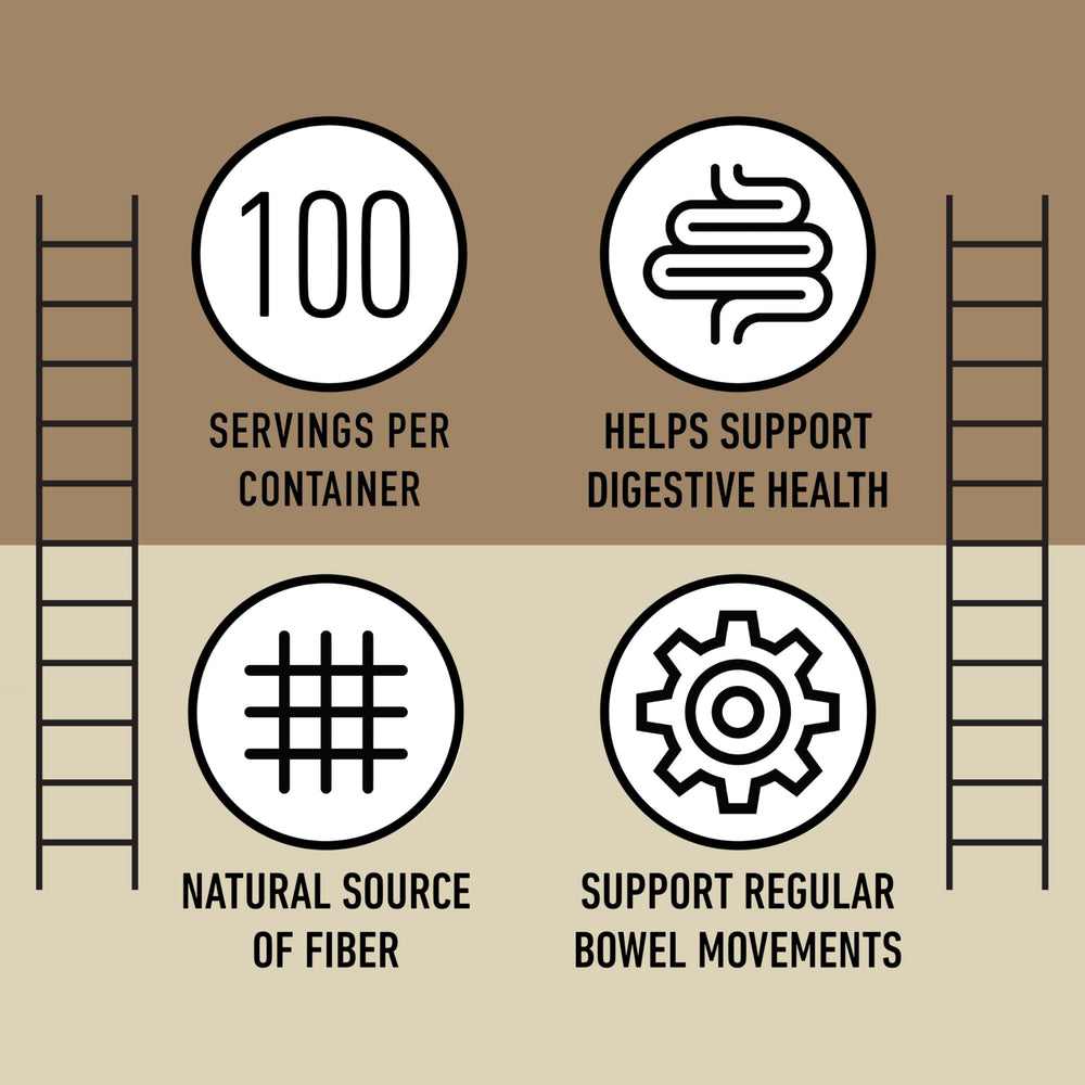 Digestive health concept with fiber capsules and wellness imagery