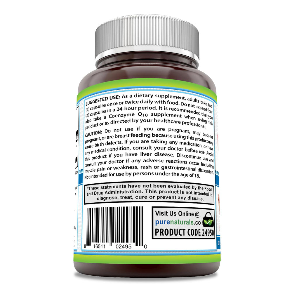 Close-up of Pure Naturals Red Yeast Rice capsules