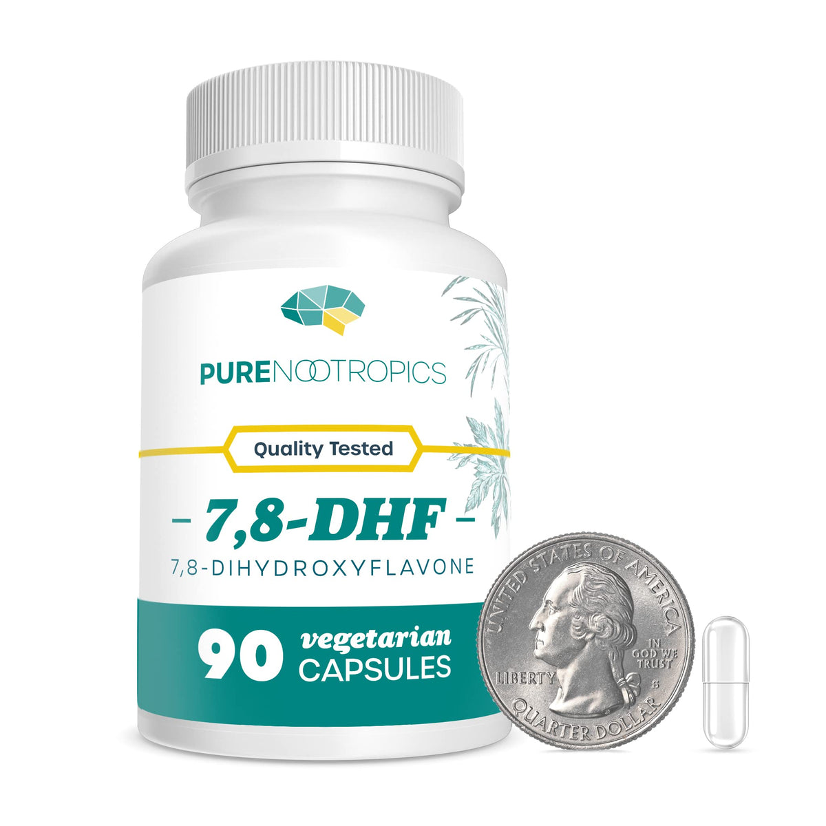 Bottle of Pure Nootropics 7,8-DHF capsules with 25 mg