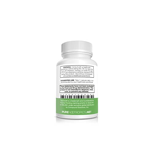 Pure Nootropics Theacrine capsules closeup emphasizes non habit forming energy support.
