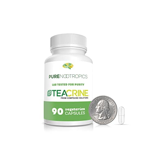 Pure Nootropics Theacrine capsules bottle supports focused energy throughout the day.