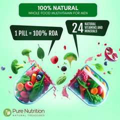 Label highlighting 24 natural vitamins and minerals