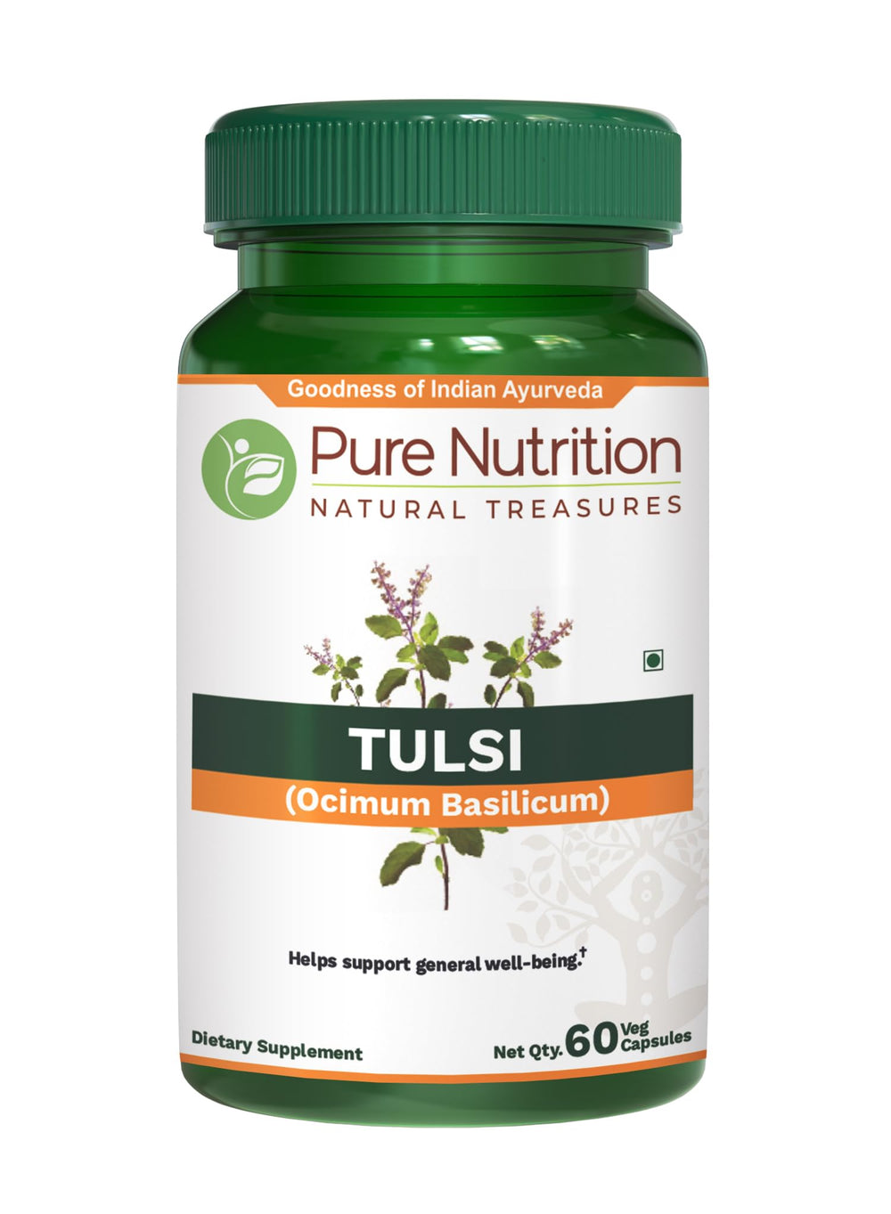 Bottle of Pure Nutrition Tulsi Extract 708mg 60 capsules