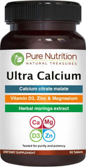 Bottle of Pure Nutrition Ultra Calcium 1000mg with Vitamin D3 and K2 label
