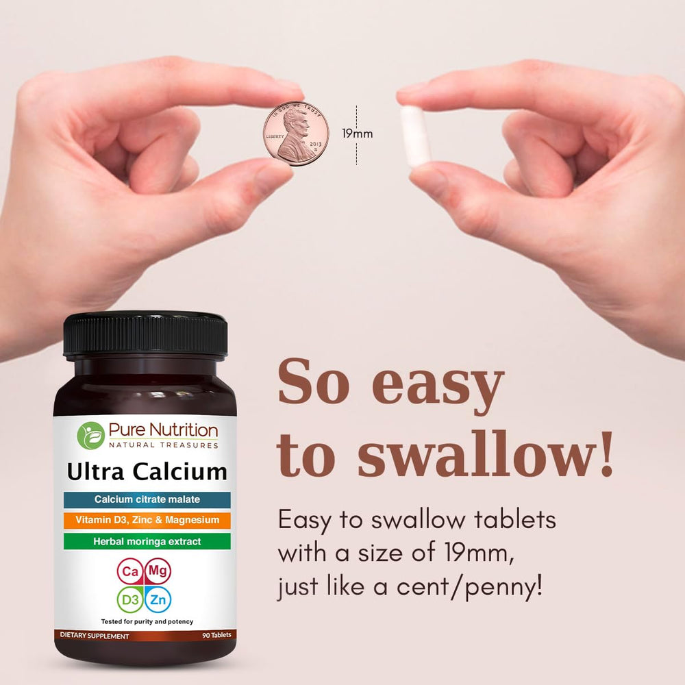 Close up of Pure Nutrition Ultra Calcium 1000mg tablets