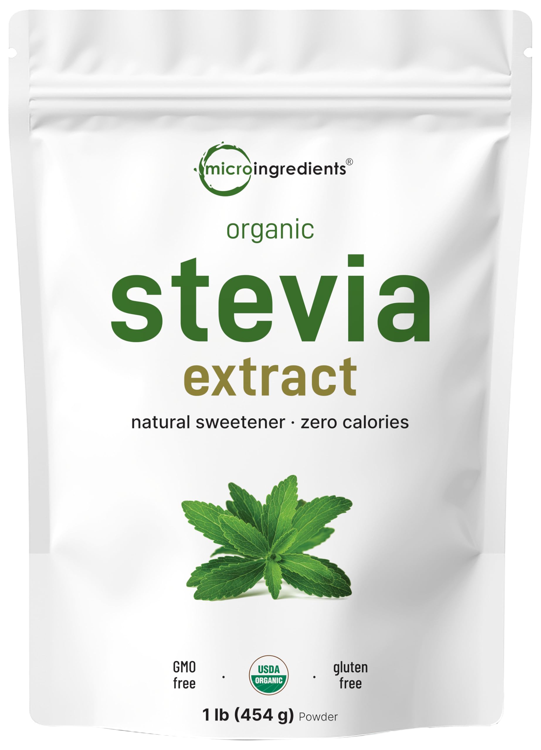 Pure Organic Stevia Powder in 1 lb package