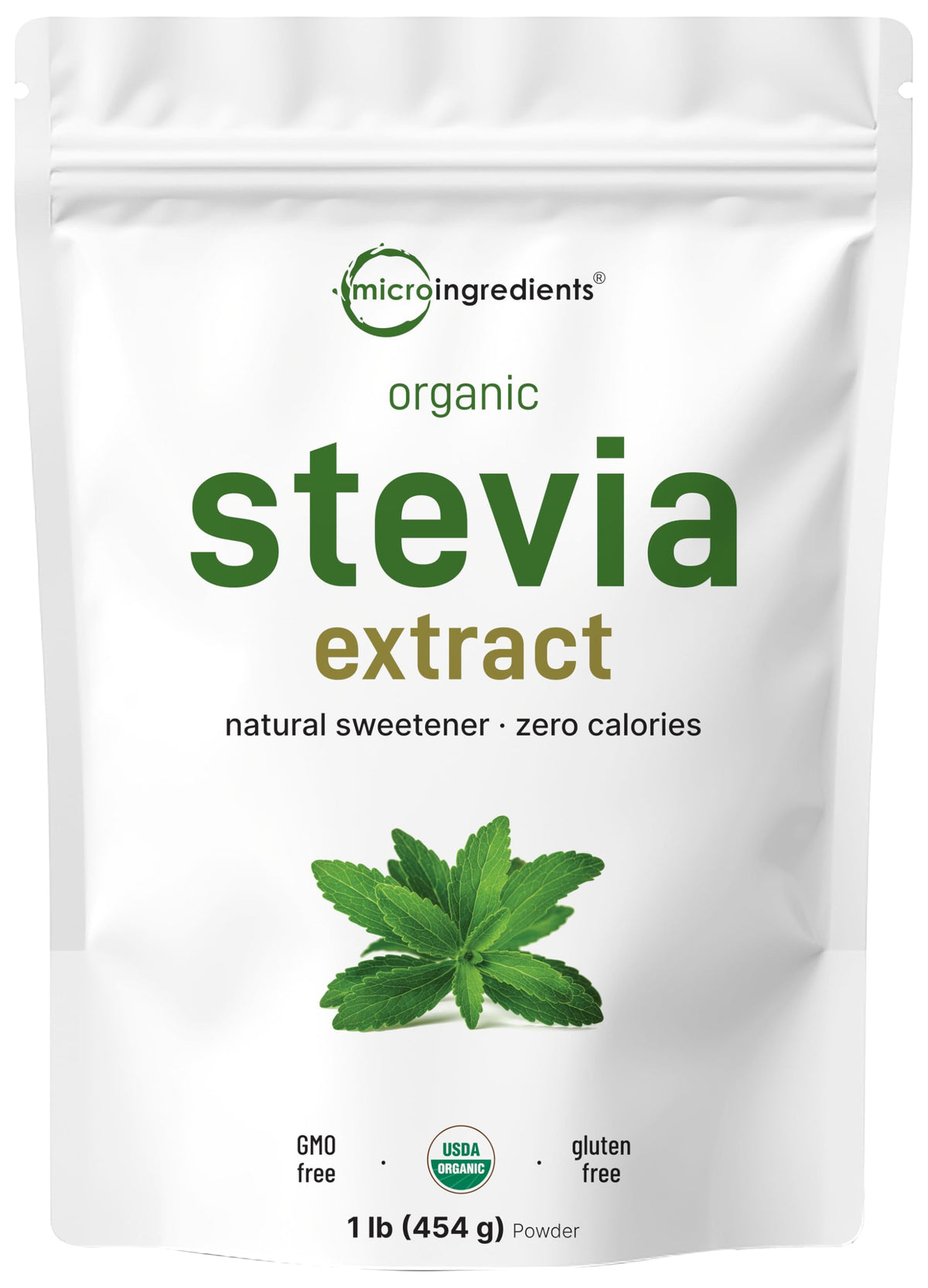 Pure Organic Stevia Powder in 1 lb package