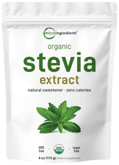 Pure Organic Stevia Powder 4 oz with scoop