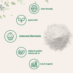 Keto-friendly natural sweetener stevia powder with scoop