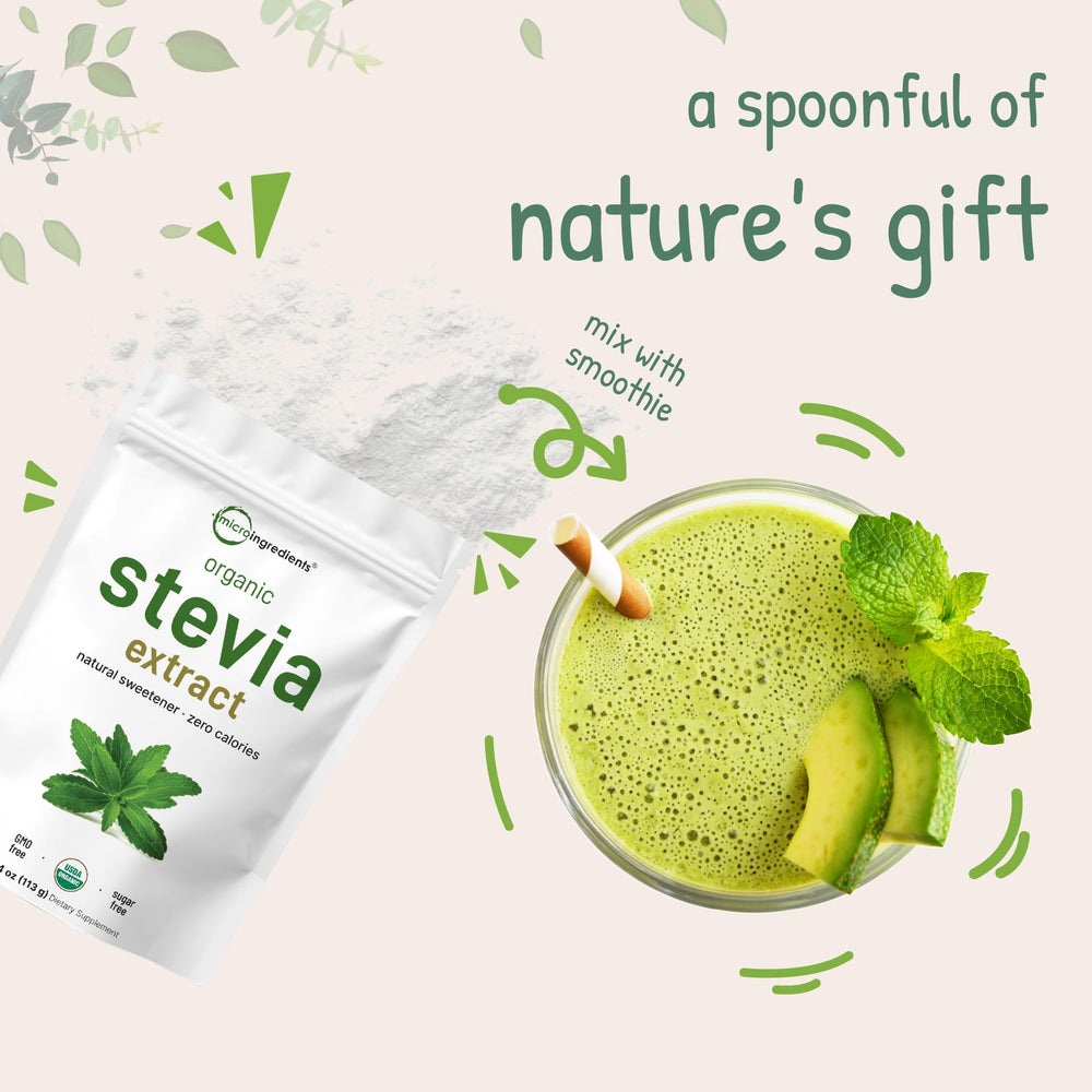 Stevia powder added to smoothie
