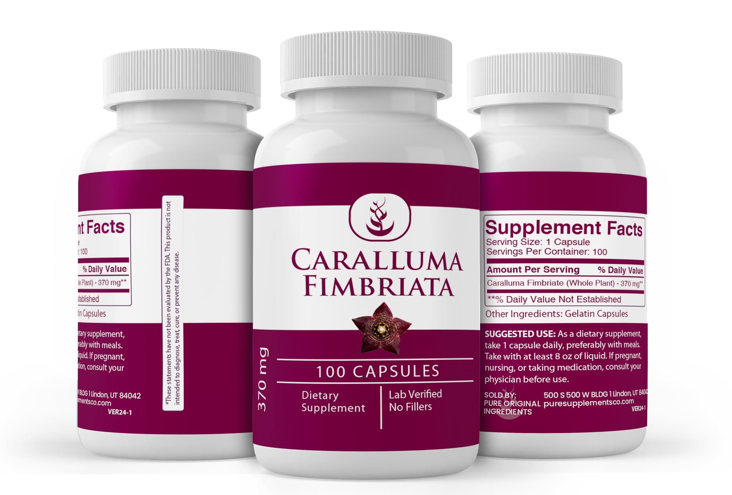Lab verified quality seal on Pure Original Caralluma Fimbriata packaging