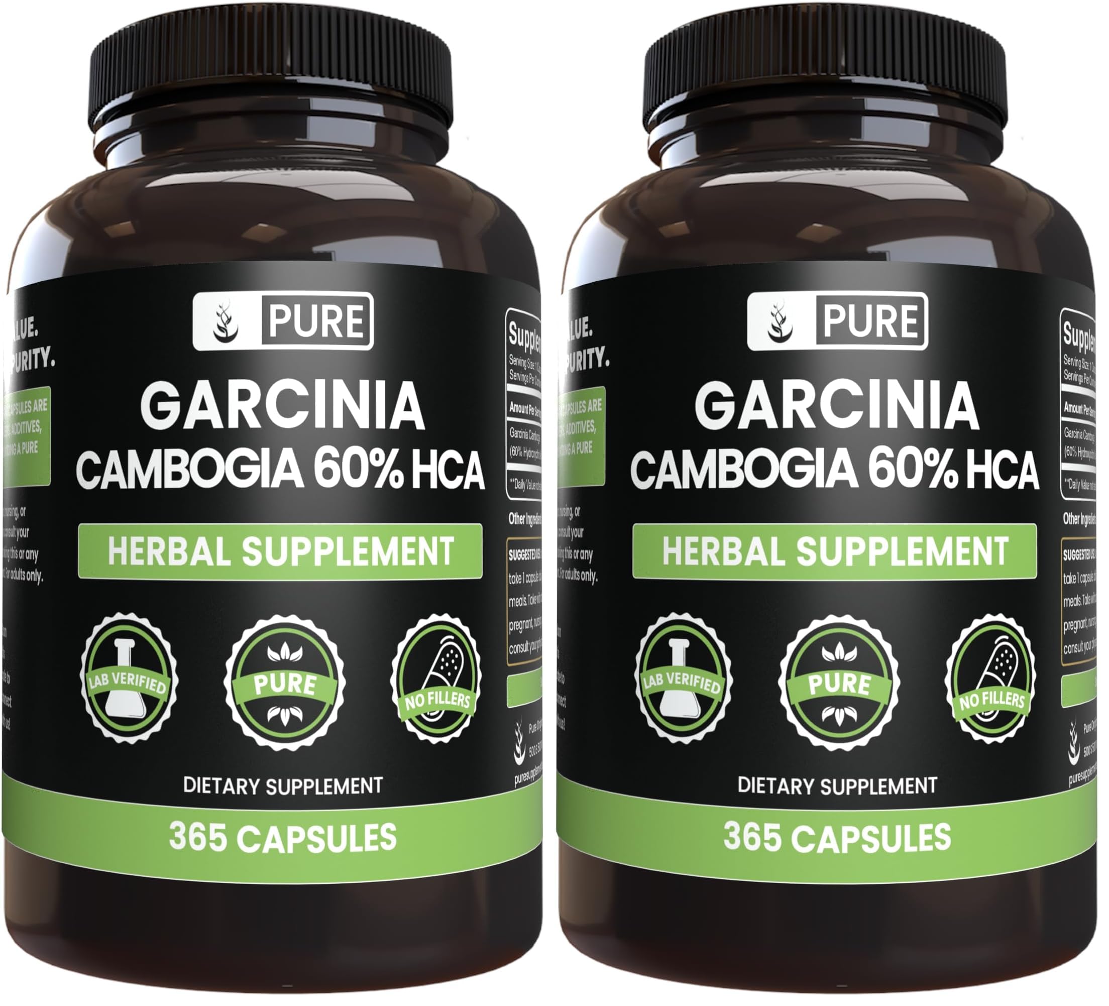 PURE ORIGINAL INGREDIENTS Garcinia Cambogia capsules ready for daily use