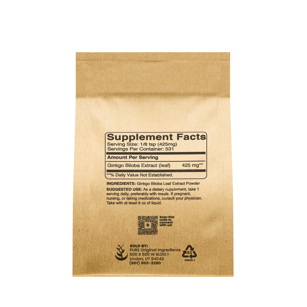 Side view of Pure Original Ingredients Ginkgo Biloba Powder 8 oz